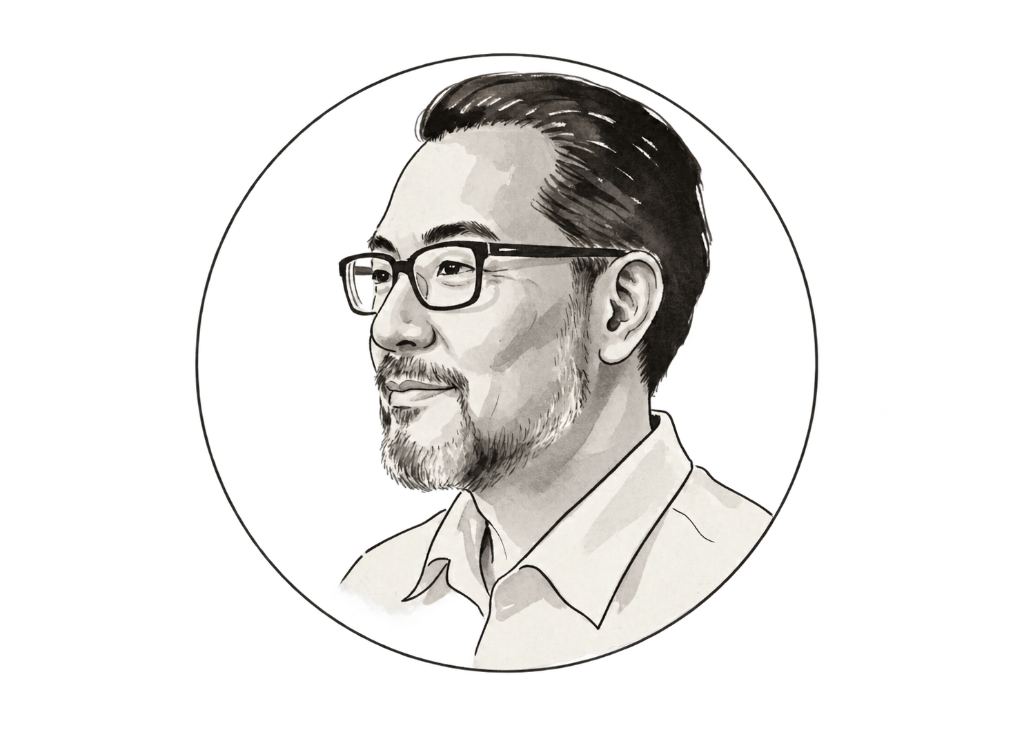 Illustrated portrait of Kenji Nagoshi